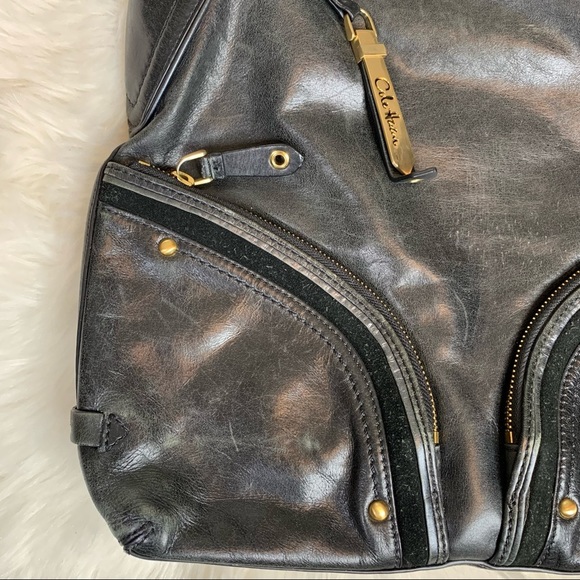 Cole Haan Black Leather Zipper Pocket Shoulder Bag - Picture 3 of 9